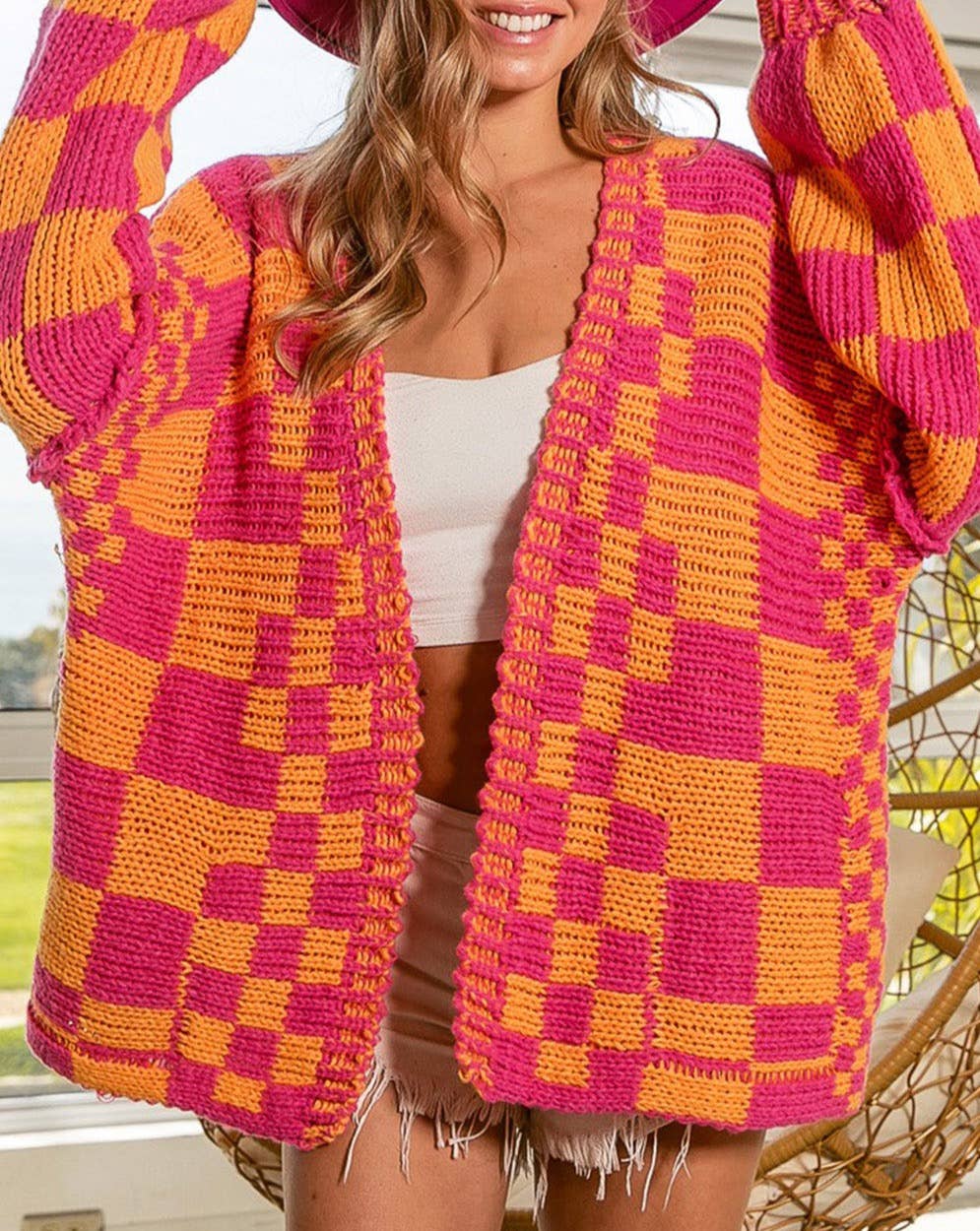 Lynn Checkered Knit Cardigan