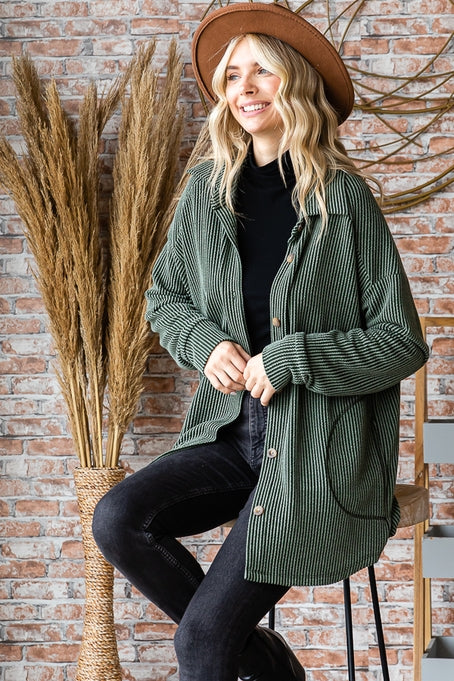 Raylee Solid Rib Knit Shacket