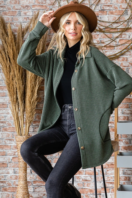 Raylee Solid Rib Knit Shacket