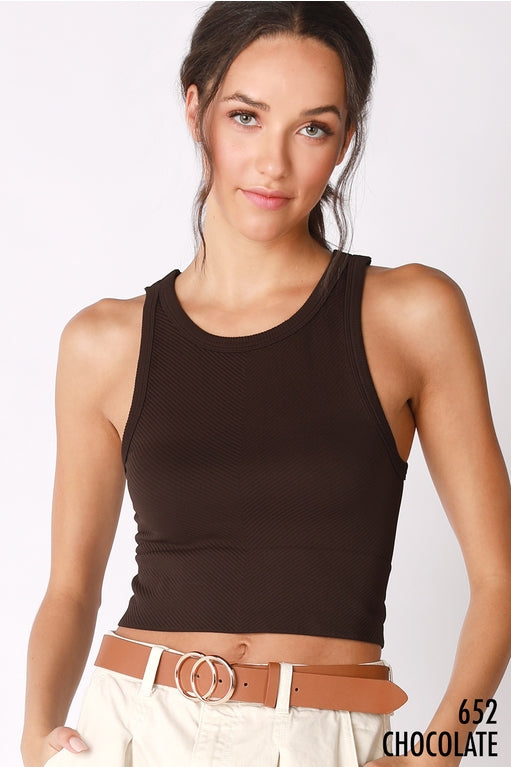 Chocolate Chevron Highneck Crop