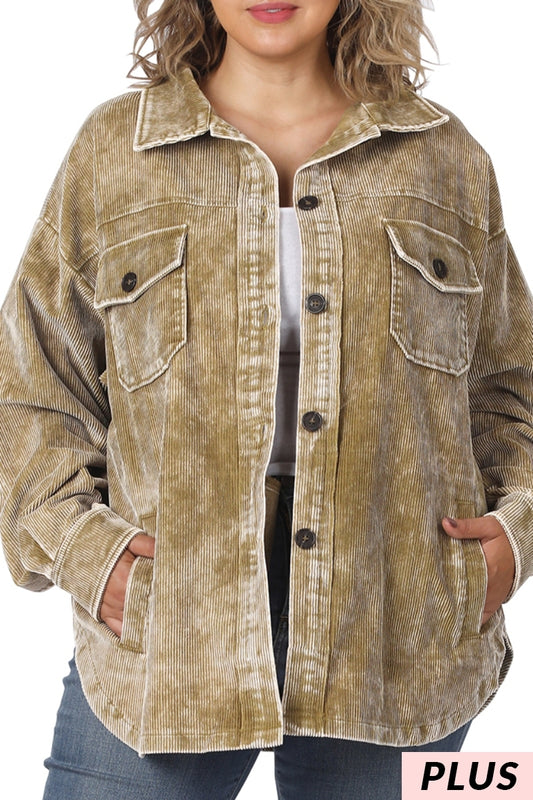 Debbie Vintage Oversized Corduroy Shacket Plus Size