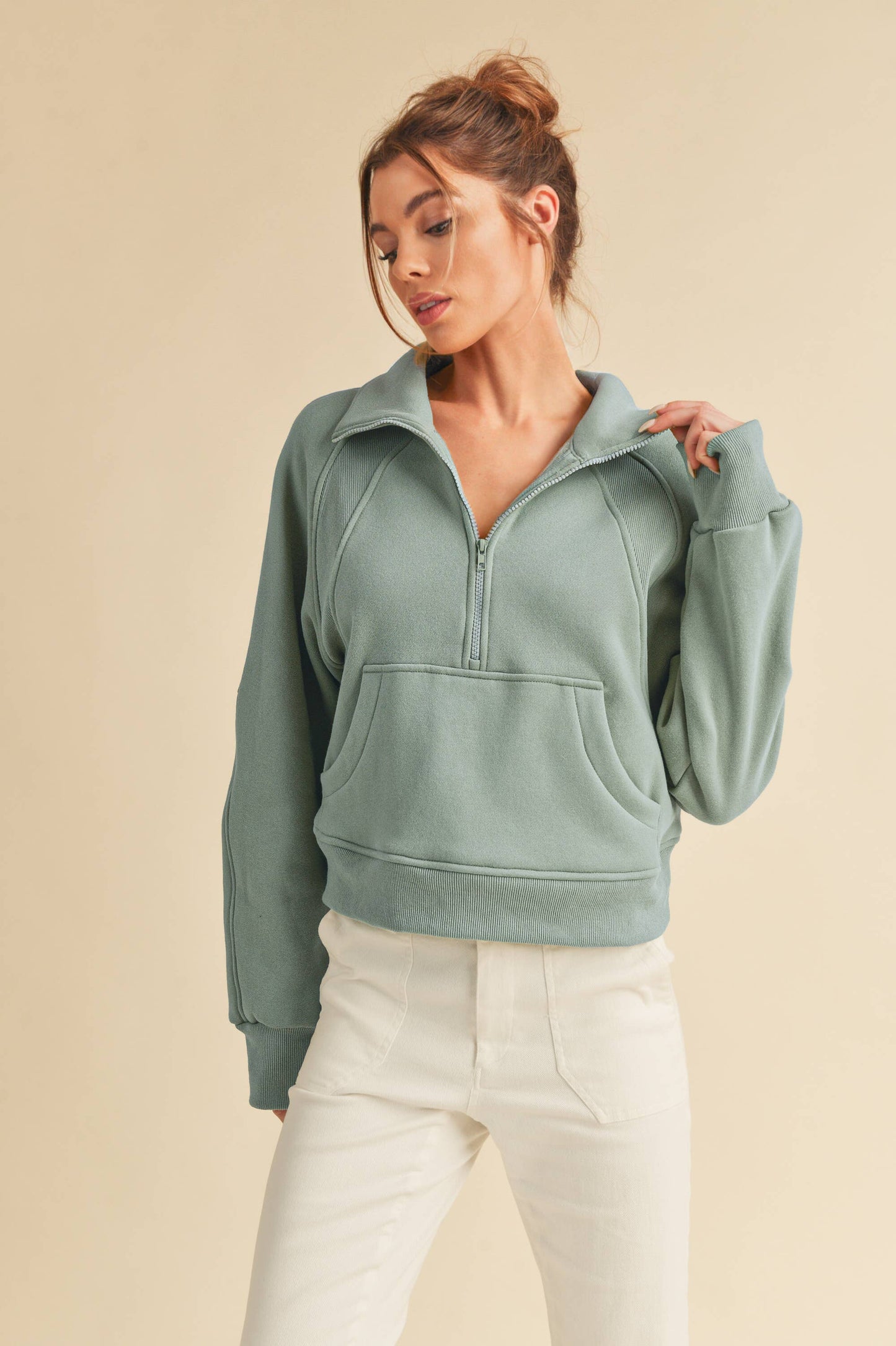 Dove Half Zip Up Pullover