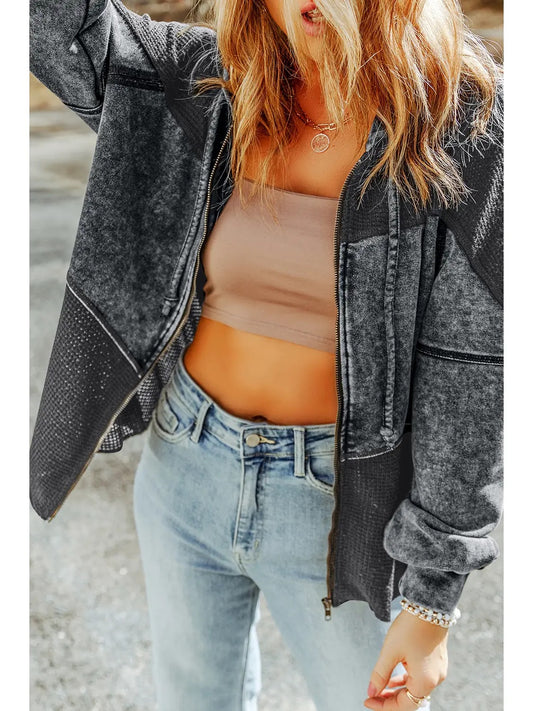 Cassie Waffle Hooded Jacket