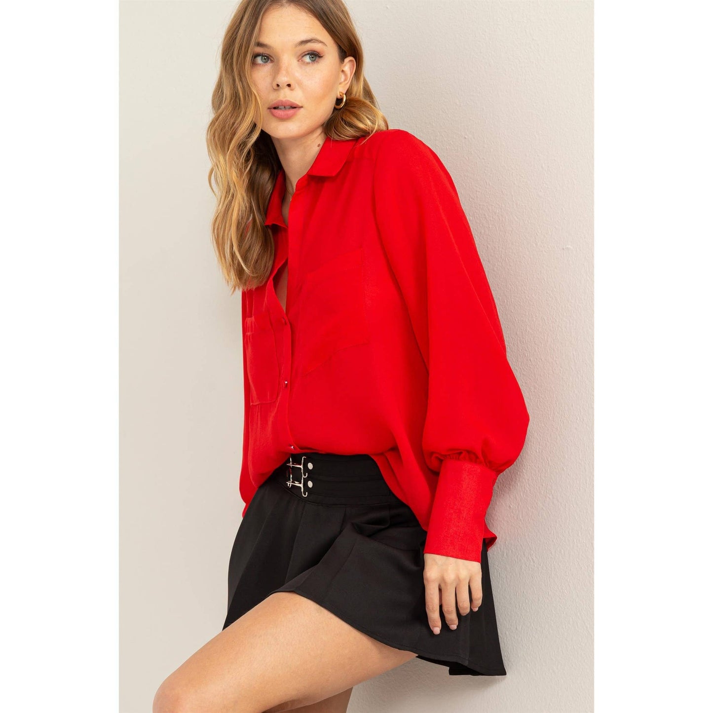 OH DARLING LONG SLEEVE SHIRT WITH PATCH POCKETS