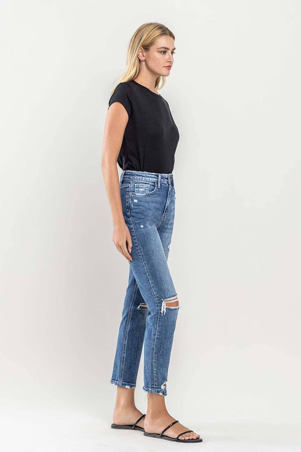 JILL DISTRESSED STRETCH MOM JEANS