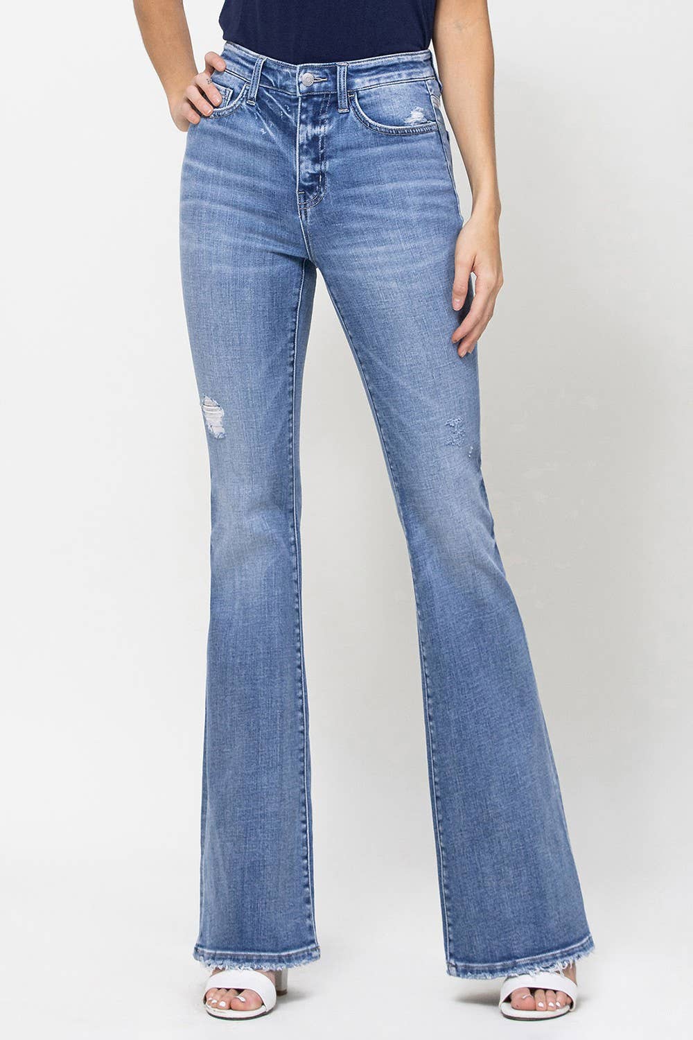 TRACY HIGH RISE DISTRESSED FLARE JEANS