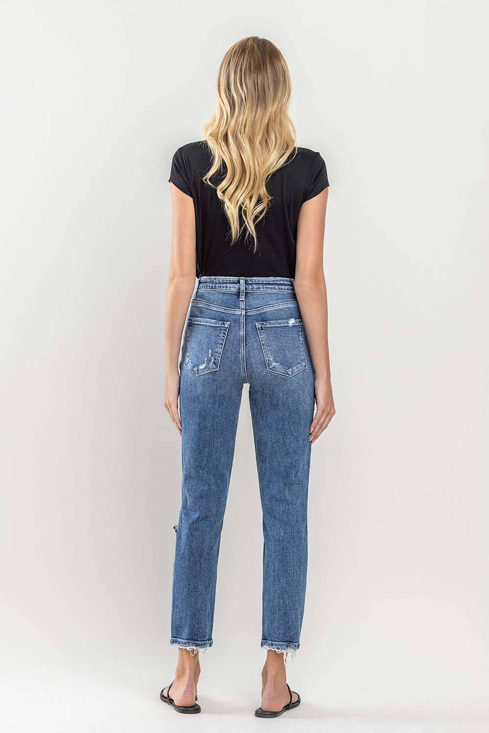 JILL DISTRESSED STRETCH MOM JEANS