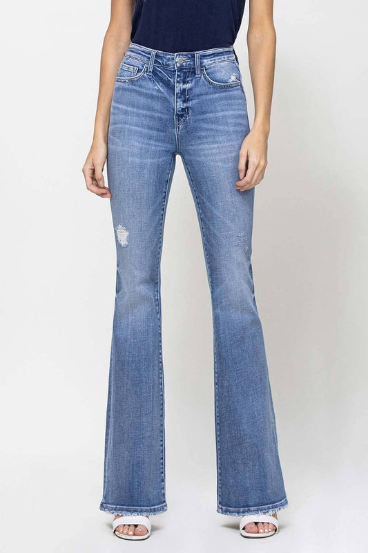 TRACY HIGH RISE DISTRESSED FLARE JEANS